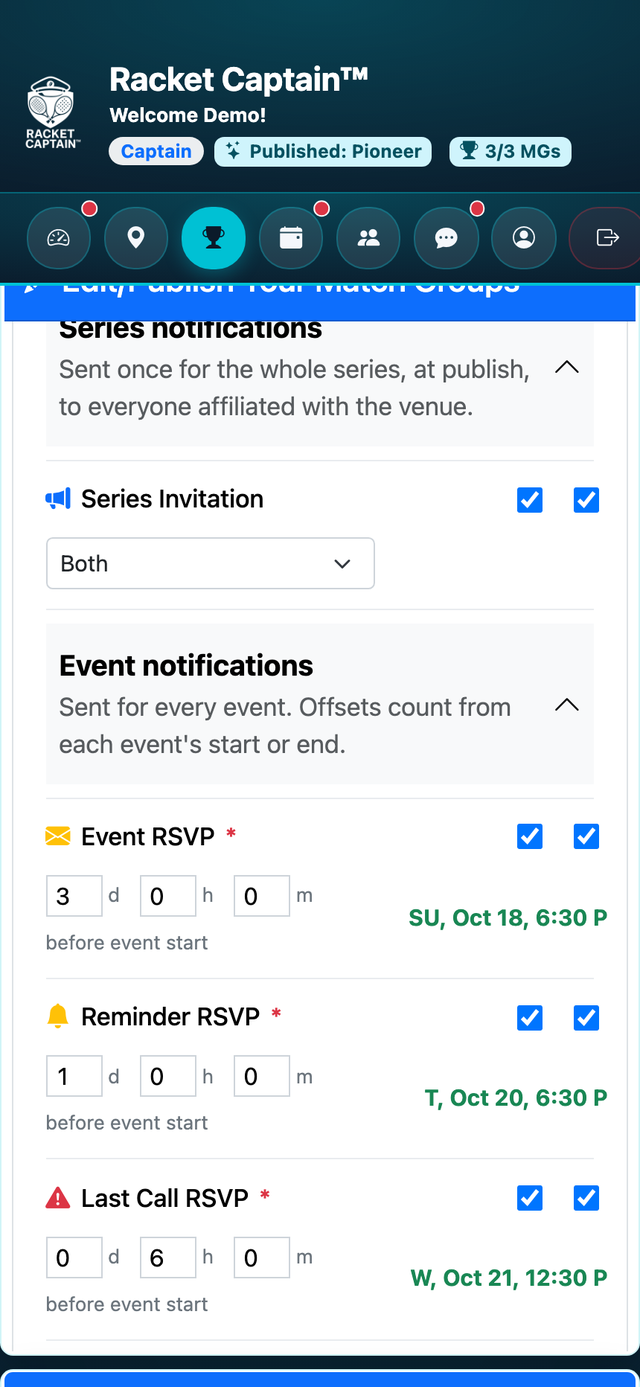 Notifications, set once