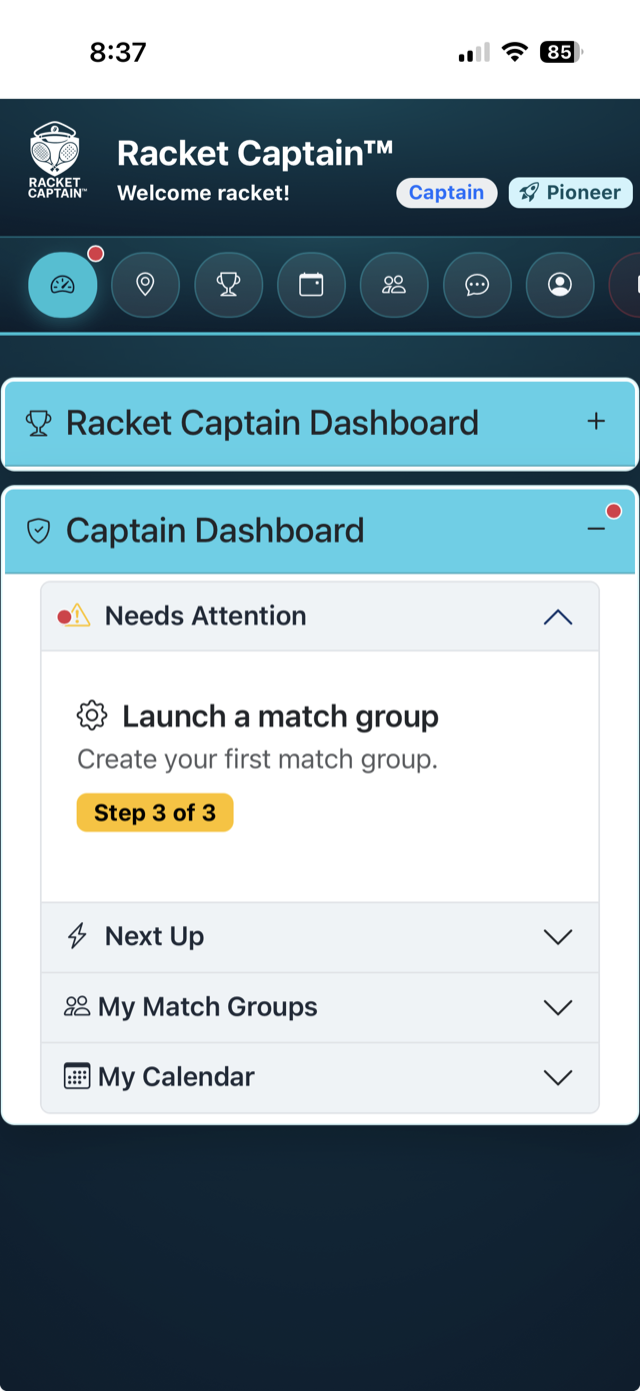 Captain dashboard on phone