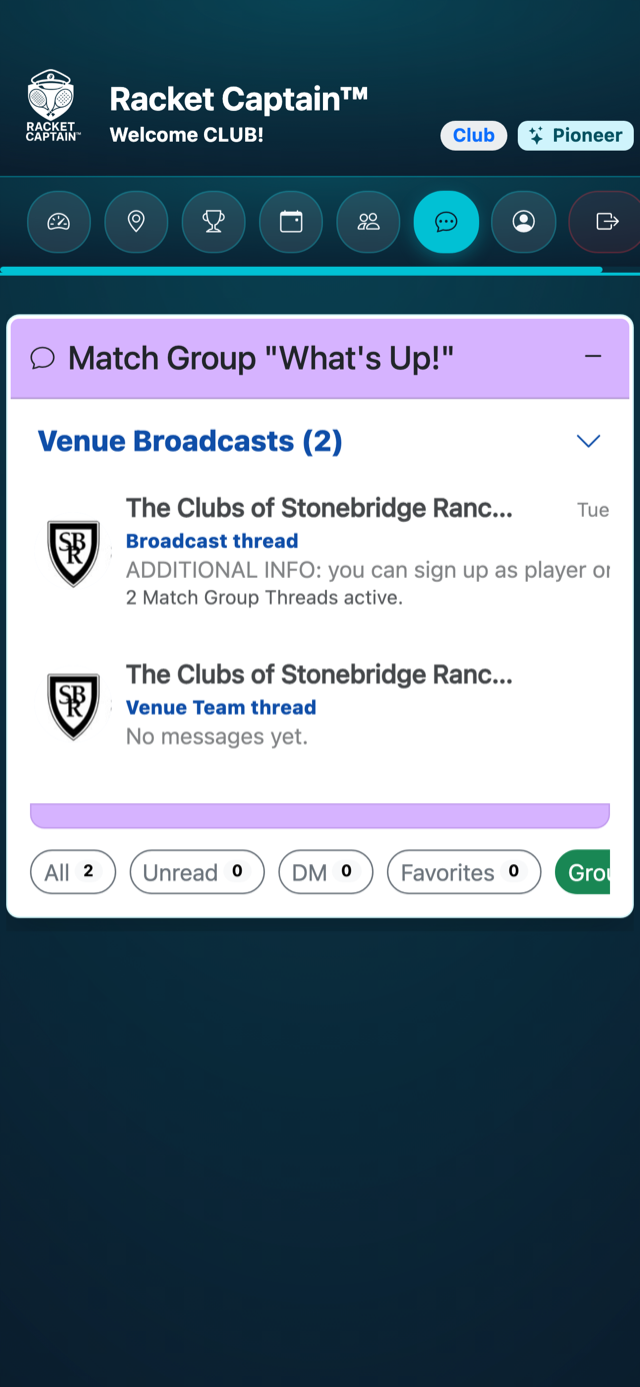 Venue broadcast threads