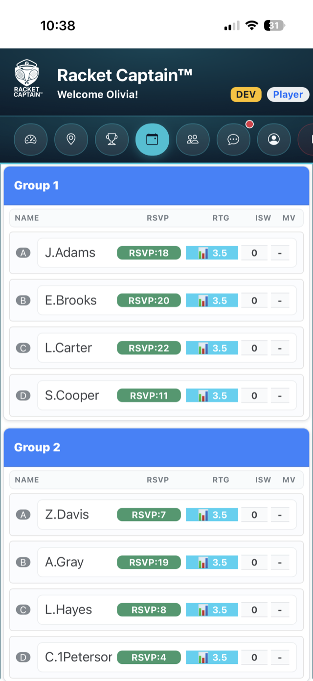 Your court and lineup