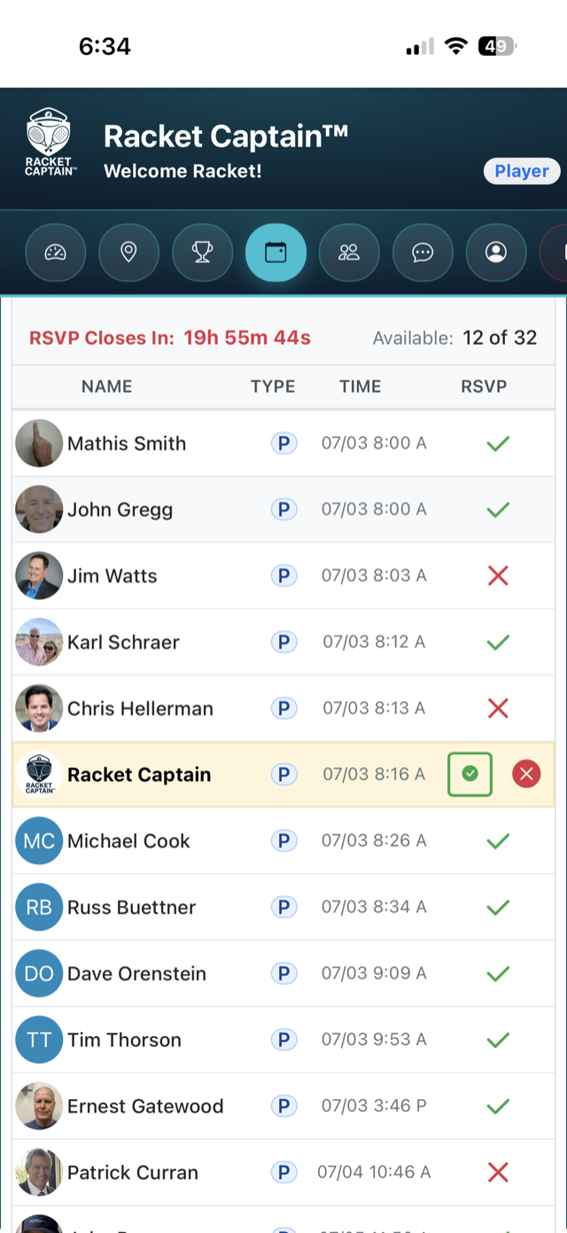 RSVP to a match
