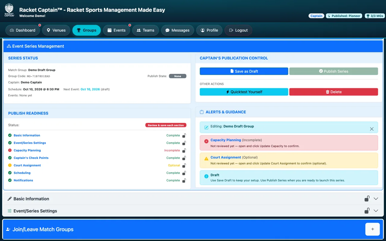 Publish Readiness with one section Incomplete