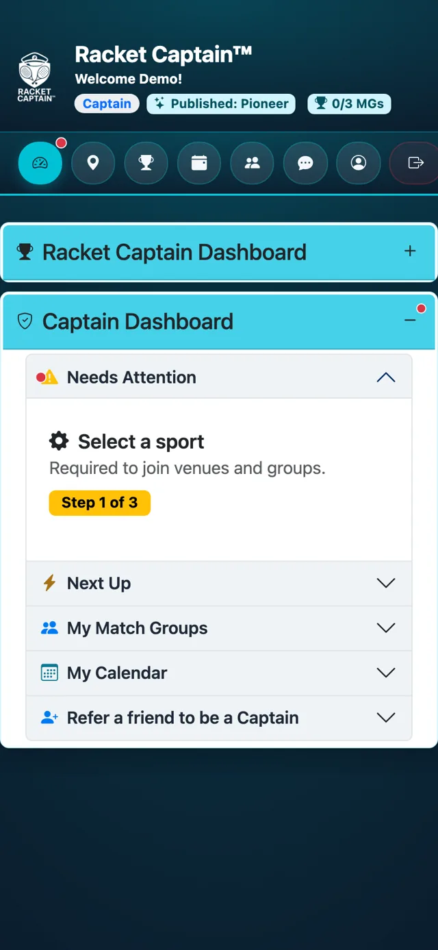 Captain setup needed — the three steps
