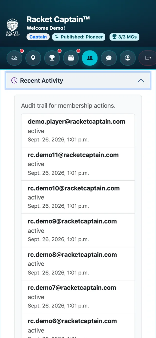 Recent Activity — the audit trail