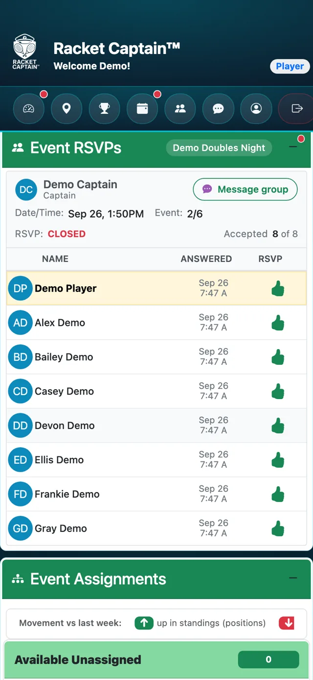 Your row after tapping thumbs-up — solid thumb, Answered time filled in